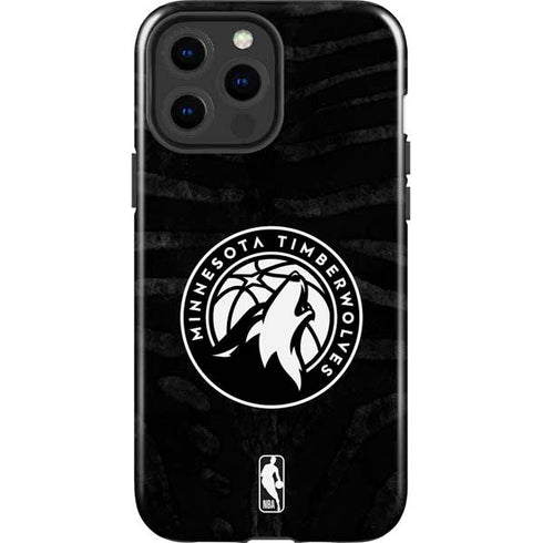 NBA Minnesota Timberwolves Black Animal Print iPhone 15 Pro Max Impact Case